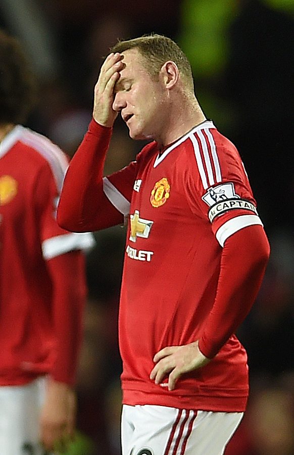 Reaksi Wayne Rooney saat United menghadapi Norwich City pada 19 Desember 2015. Foto oleh EPA 
