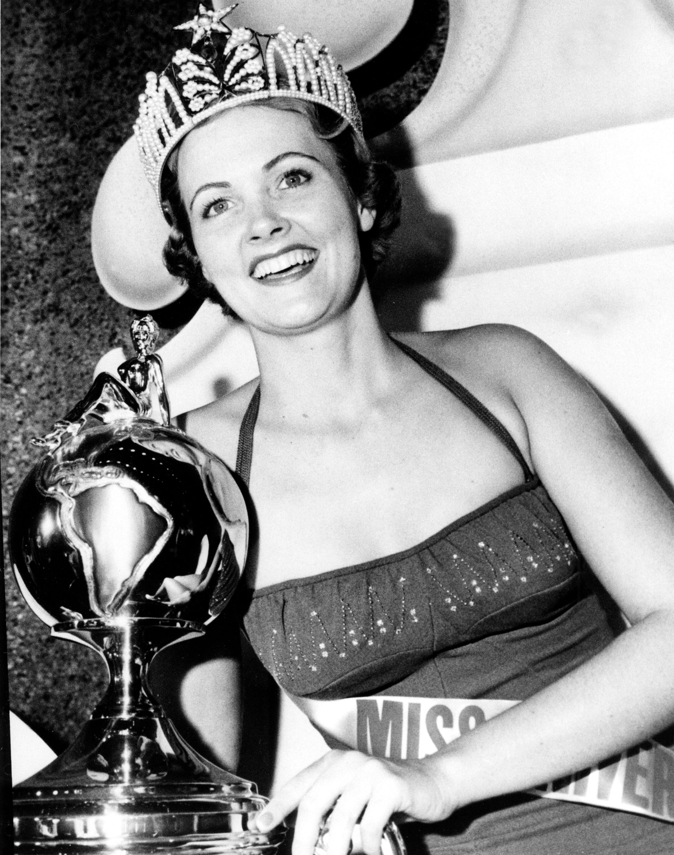 Miriam Stevenson, Miss USA 1954, from South Carolina, was the first Miss USA to become Miss Universe. She was also the first titleholder to obtain a college degree while holding the title. Photo from Miss Universe Organization 