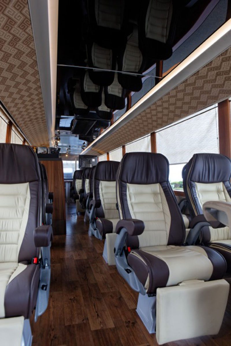 RELAX. Comfy interiors, wifi, and charging stations make for an easy ride