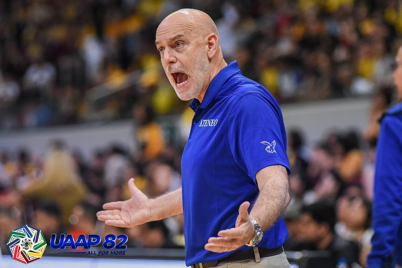 GAME PLAN. Ateneo coach Tab Baldwin says the team's 'execution of defensive schemes, toughness, understanding of UST's system from the scouting report' keyed the decisive triumph. Photo release  