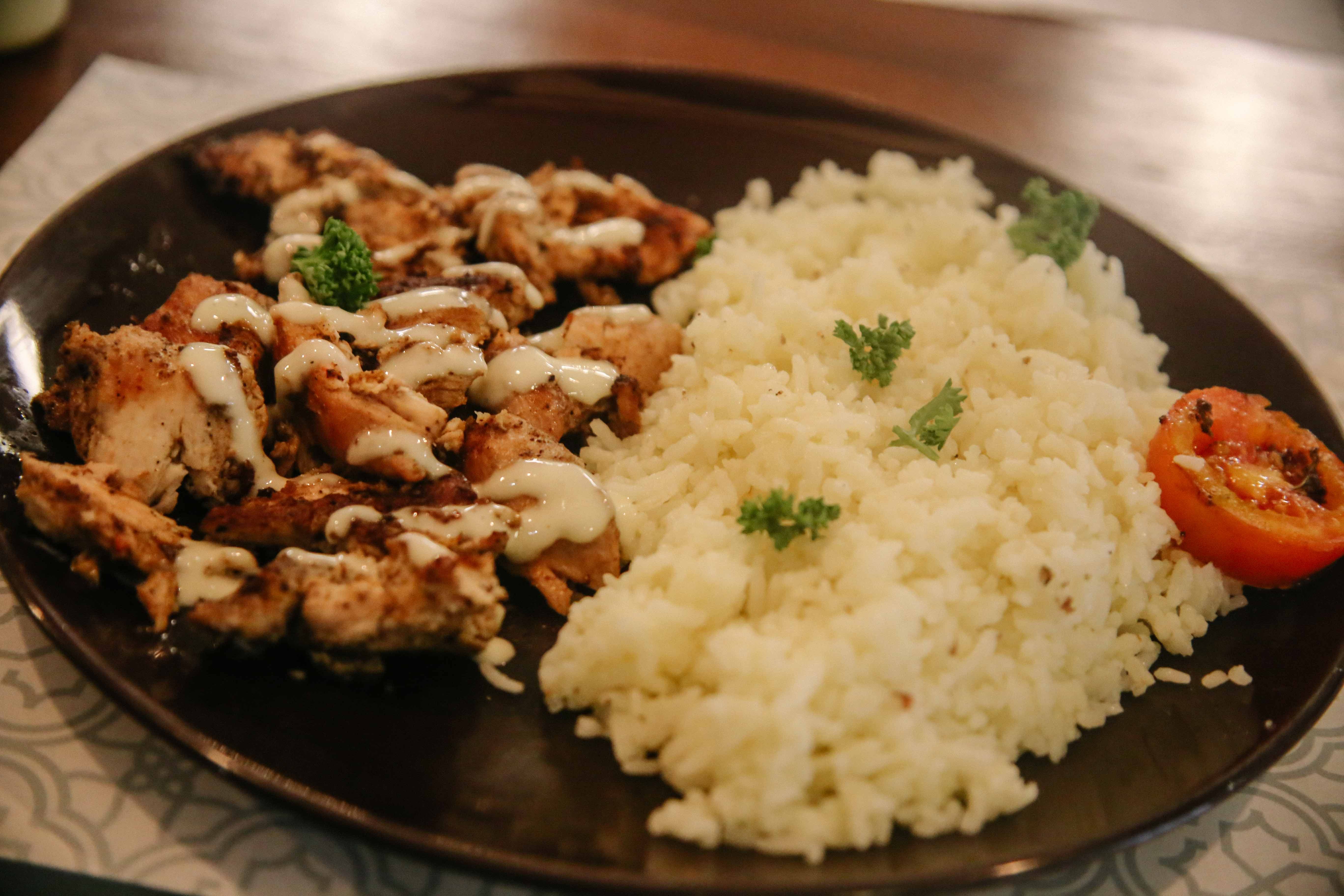 Chicken shawarma rice (P200). Photo by Paolo Abad/Rappler  