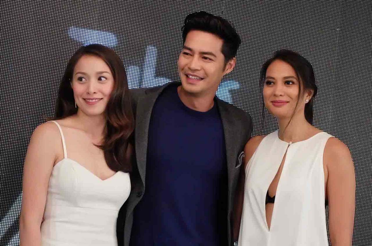 'TUBIG AT LANGIS.' Zanjoe Marudo, Cristine Reyes, and Isabelle Daza are starring in a new series called 'Tubig at Langis.' Belle speaks to the press about her relationship and Solenn's Argentina event after the conference for the show. Photo by Alecs Ongcal/Rappler  