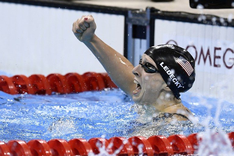 Ledecky shatters world record to give US first swimming gold in Rio
