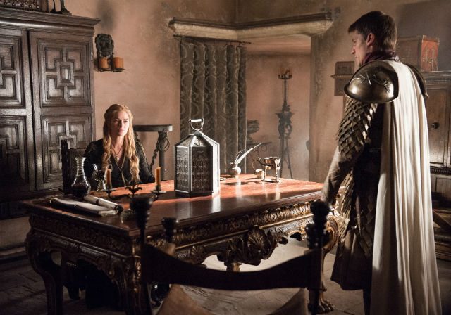 Lena Headey as Cersei Lannister and Nikolaj Coster-Waldau as Jaime Lannister.  