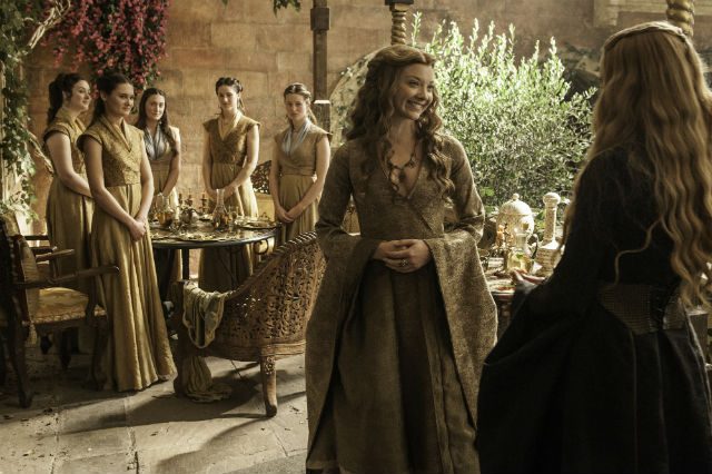Natalie Dormer as Margaery Tyrell and Lena Headey as Cersei Lannister.  