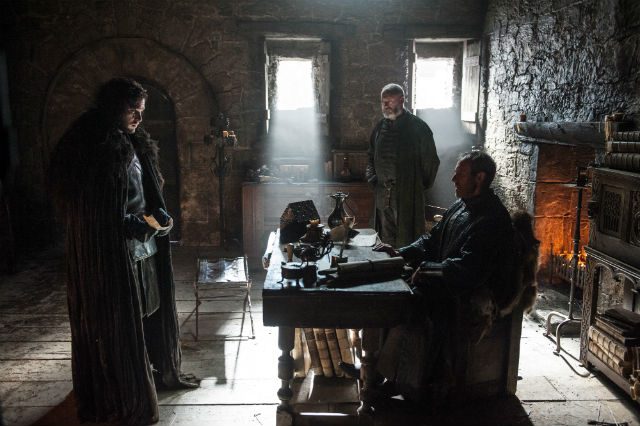 Kit Harington as Jon Snow, Stephen Dillane as Stannis Baratheon and Liam Cunningham as Davos Seaworth. Photo by Helen Sloan/HBO 