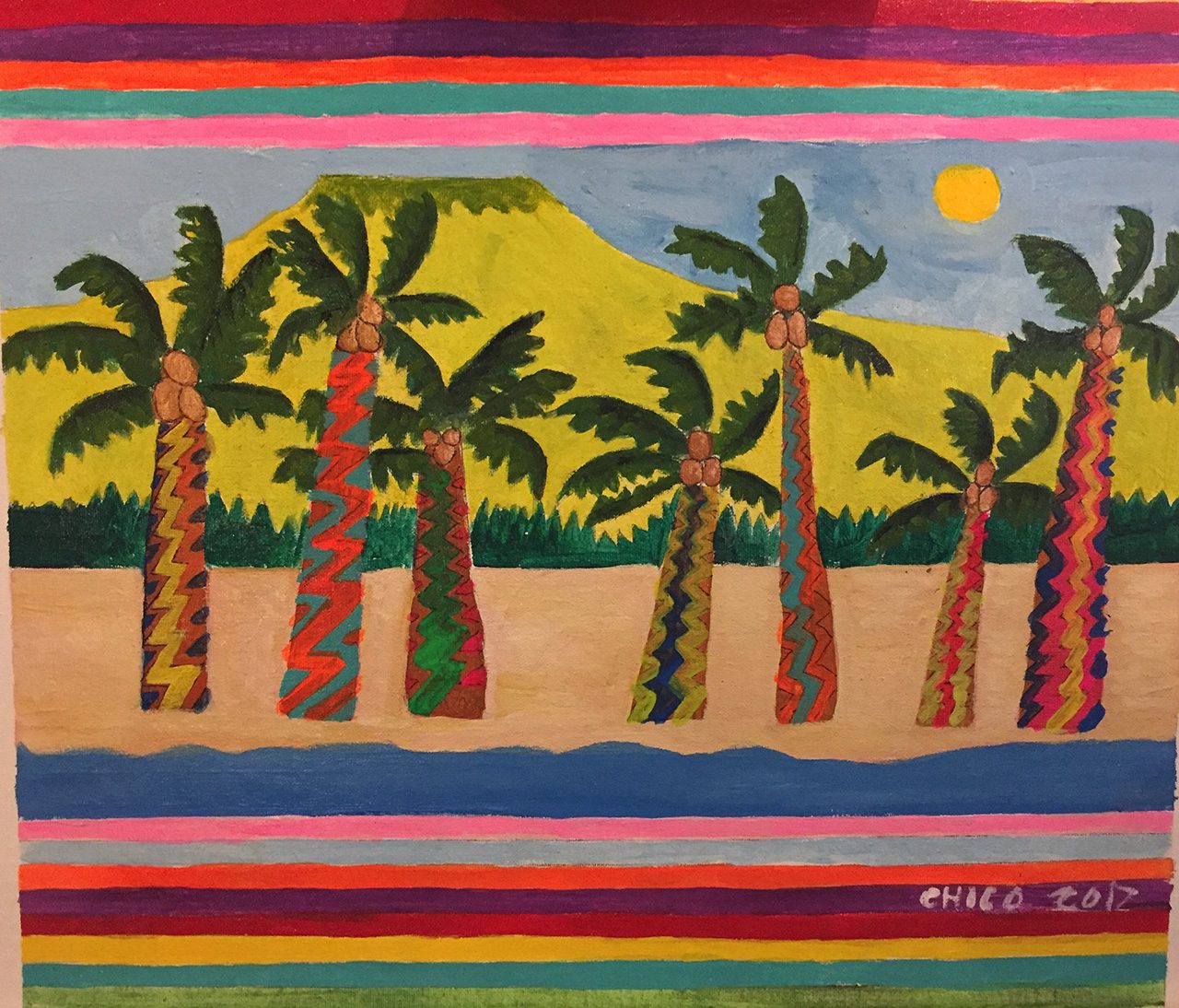 PHILIPPINES. Inspired by his travels around the country, Chico Joaquin's Wow Philippines depicts a simple yet unifying image of the archipelago. Accordingly, the coconut tree's colorful truck shows the diverse culture of the people 