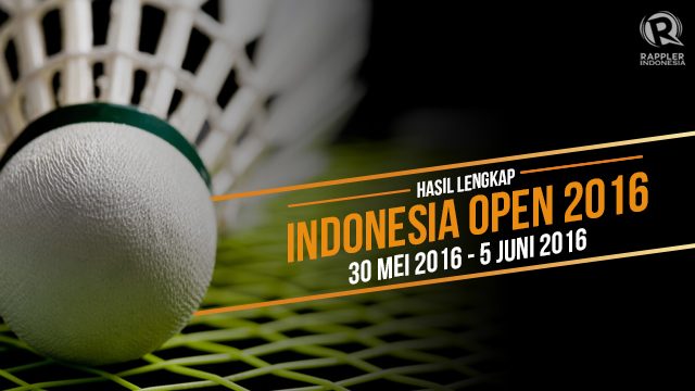 Hasil lengkap Indonesia Open 2016