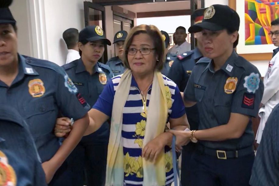 SENATOR. Police escort detained Senator Leila De Lima inside the Philippine Heart Center for a medical checkup on March 12, 2018. File photo courtesy of the office of Senator De Lima  