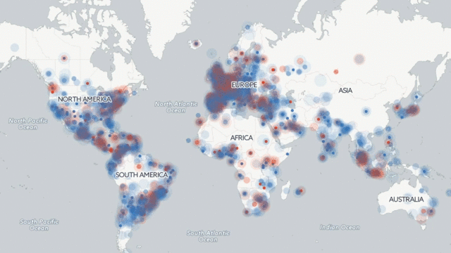 Heat map percakapan yang terjadi di seluruh dunia ketika final Euro 2016 berlangsung. Foto oleh Twitter 