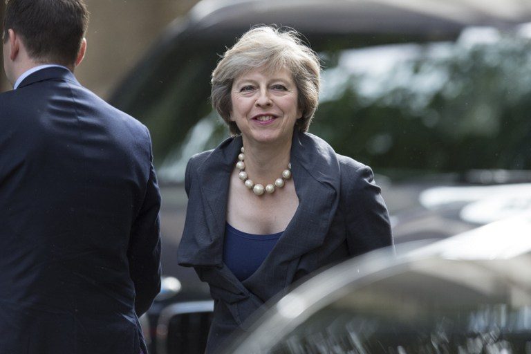 NEXT PM. Britain's Home Secretary and new leader of the Conservative Party Theresa May arrives in Downing Street in London on July 12, 2016, as she prepares to attend Prime Minister David Cameron's last Cabinet meeting. Oli Scarff/AFP 