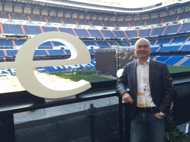 BO'S COFFEE. Steve Benitez poses at Madrid's Estadio Santiago Bernabéu, the home of Real Madrid FC, following his selection as an Endeavor high-impact entrepreneur in 2016. Photo from Endeavor Philippines 