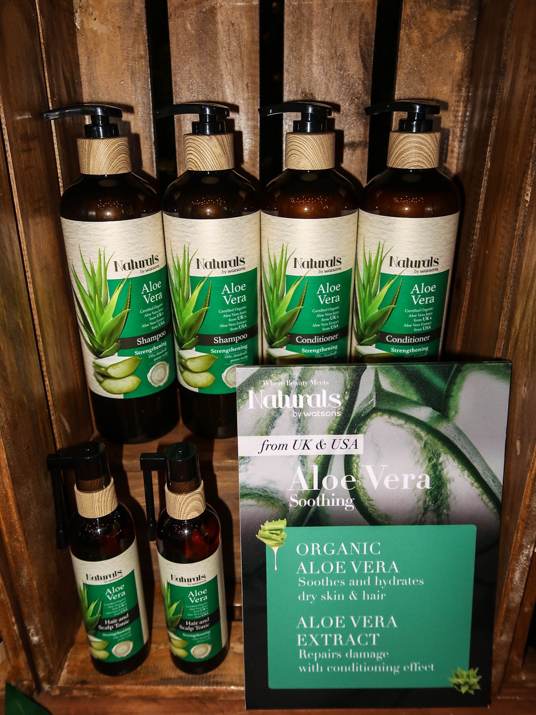 HAIR PROTECTION. Sourced from UK and US, Aloe Vera, best known for its medicinal uses, helps strengthen your hair and gets rid of dandruff.
 