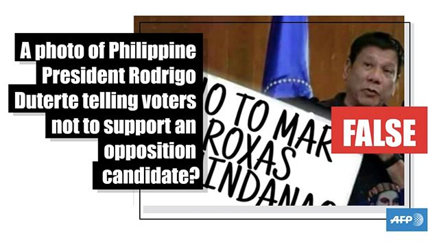 FALSE: This is a photo of Duterte urging voters to reject Mar Roxas