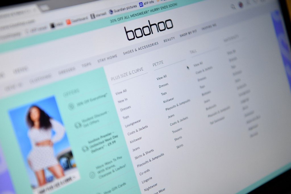 BOOHOO. In this file photo taken on April 30, 2020, the online fashion portal Boohoo is pictured on a laptop in London. Photo by Ben Stansall/AFP 