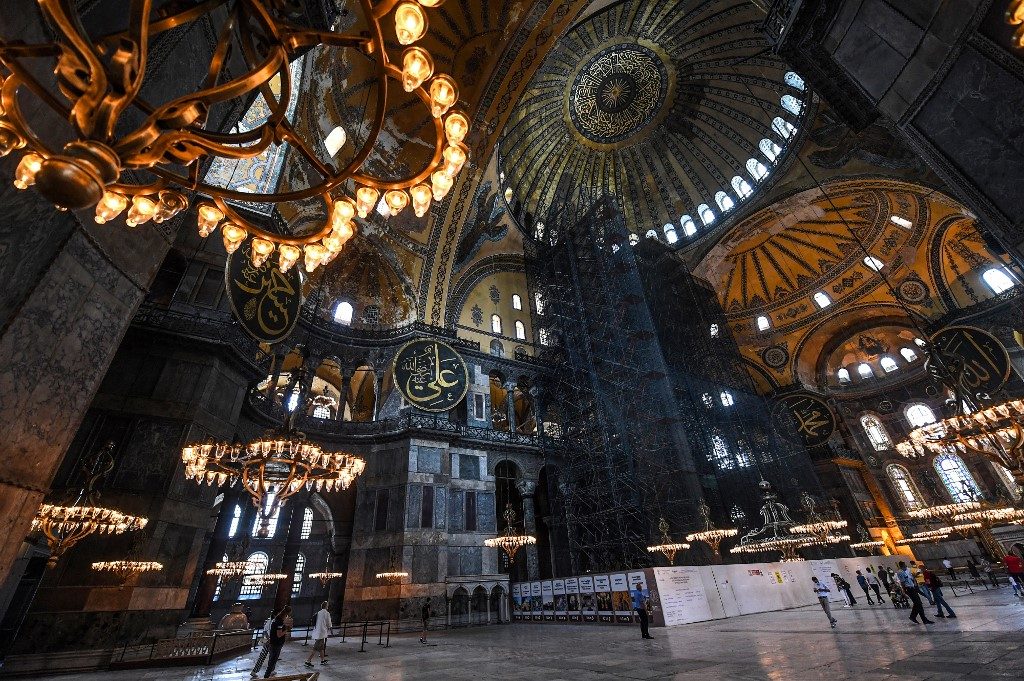 HAGIA SOPHIA. An inside view of the Hagia Sophia museum in Istanbul, on July 10, 2020. Photo by Ozan Kose/AFP 