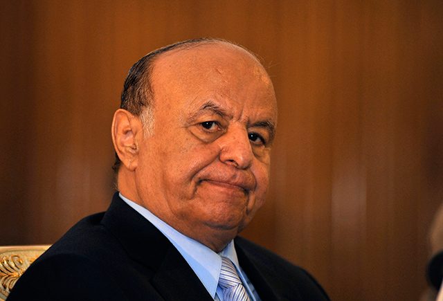 A file photo dated 17 March 2013 shows Yemeni president Abdo Rabbo Mansour Hadi at the presidential palace in Sana'a, Yemen. Media reports on 22 January 2015 said the Yahya Arhab/EPA 