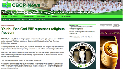 UP IN ARMS: Catholic Church officials, supporters tagged H.B. 6330 as the 'ban God' bill