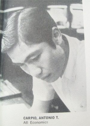 Antonio Carpio in college. Source: Ateneo yearbook 1970, Ateneo de Manila University Archives.