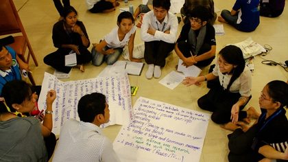 YOUTH STATEMENT. Asean youth leaders craft a statement calling for education reforms, among other things. Courtesy of Vilaxai Inthaxoum 