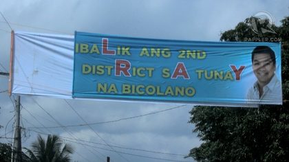 BATTLE CRY. We found this streamer all over CamSur's 2nd District during a recent visit