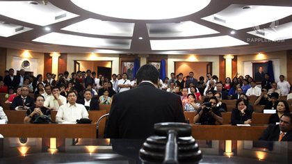 JUDGMENT. Chief Justice Renato Corona will be judged based on how well his lawyers defend him. Photo by Emil Sarmiento