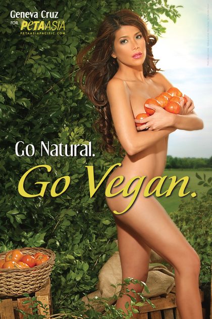 HAPPY TOMATOES. Geneva Cruz channels her inner Eve in this campaign. Photo from PETA