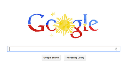 The Google Doodle commemorating the Philippines' Independence Day on the homepage of Google.com.