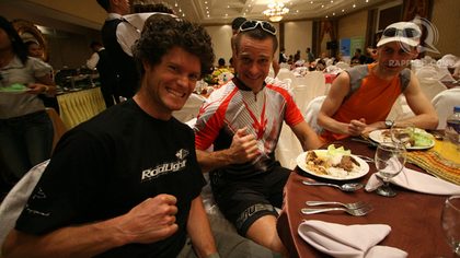 THUMBS-UP! A foreign team who joined the 2012 Mt. Apo adventure race. Photo from Karlos Manlupig