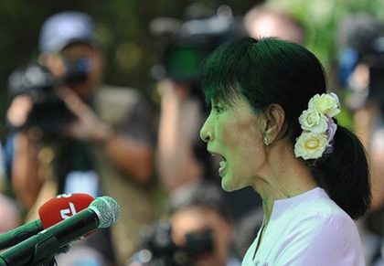 PRISONER-TO-POLITICIAN. Myanmar's opposition icon Aung San Suu Kyi won the elections, says her partymates. Photo by AFP