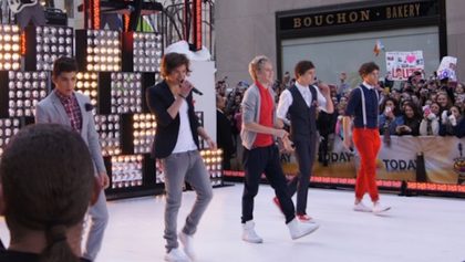 BRITISH INVASION, 2012 EDITION. Members of the British boyband One Direction perform in Rockefeller Center, New York City, during a telecast of NBC's Today show March 12, 2012. Photo courtesy of the band's official website, OneDirectionMusic.com