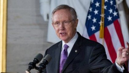 File photo of US Senate Majority Leader Harry Reid, speaking at the Congressional Gold Medal Ceremony honoring astronauts John Glenn, Neil Armstrong, Michael Collins, and Buzz Aldrin, at the US Capitol, January 24, 2012. Photo courtesy of Reid's official page on Facebook.