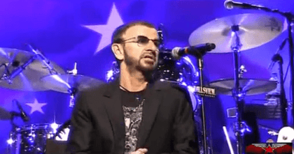 STILL SIMPLE, STILL PLAYING. Ringo Starr addressing the press at his All Starr Band's press preview. Screen grab from YouTube