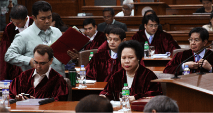 IN SESSION. Senators ponder over revelations concerning Chief Justice Renato Corona's income and tax records. Photo by Emil Sarmiento