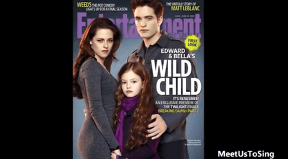 FIERCE FAMILY. The Cullens: a new vampire, a half-vampire and a true-blue vampire. Screen grab from YouTube