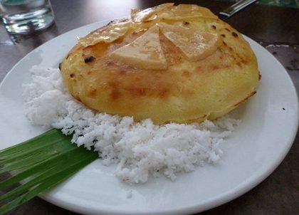 BANANA LEAVES. Coconut and cheese make the crisp-on-edges bibingka just perfect.