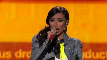 SOARING AGAIN. Jessica Sanchez sings Whitney Houston's "How Will I Know" during the Top 8 performance in American Idol. Screengrab from www.americanidol.com.