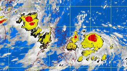 MTSAT Enhanced IR Satellite Image for 11:32 p.m., 15 June 2012. Tropical storm Butchoy (international codename Guchol) can be seen at the lower right side of the image; rain clouds brought by the southwest monsoon can be seen at the upper right side. Image courtesy of PAGASA.